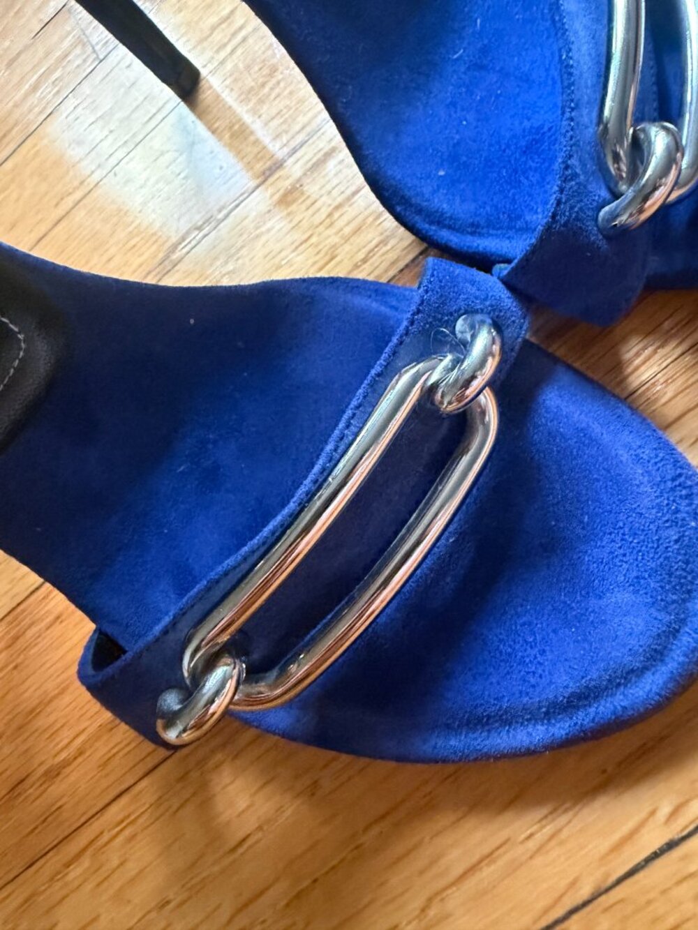 Balenciaga Electric Blue Suede Heels Silver Hardware Ankle Strap Sandal - Picture 5 of 9